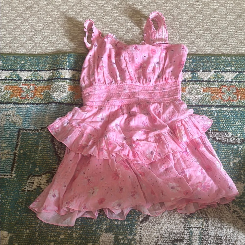 Pink Floral Ruffled Dress